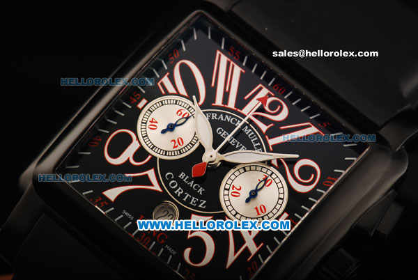 Franck Muller Black Cortez Chronograph Swiss Valjoux 7750 Automatic Movement PVD Case with Black Dial and Arabic Numeral Markers - Click Image to Close